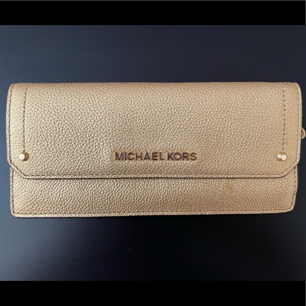 Michael Kors Slim Gold Leather Envelope Wallet